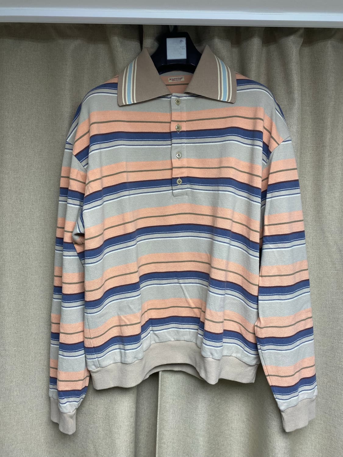 [4] 캐피탈 KAPITAL 멀티 보더 카노코 랭글 레트로 폴로 셔츠 상품이미지2