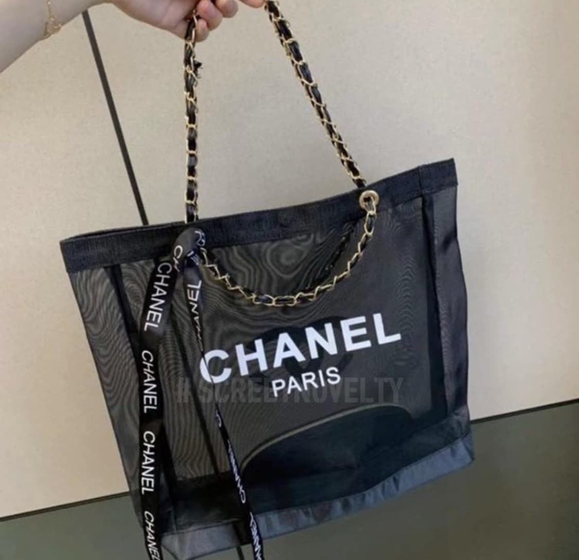 샤넬 뷰티 메쉬 비치백  골드체인 에코백 상품이미지9