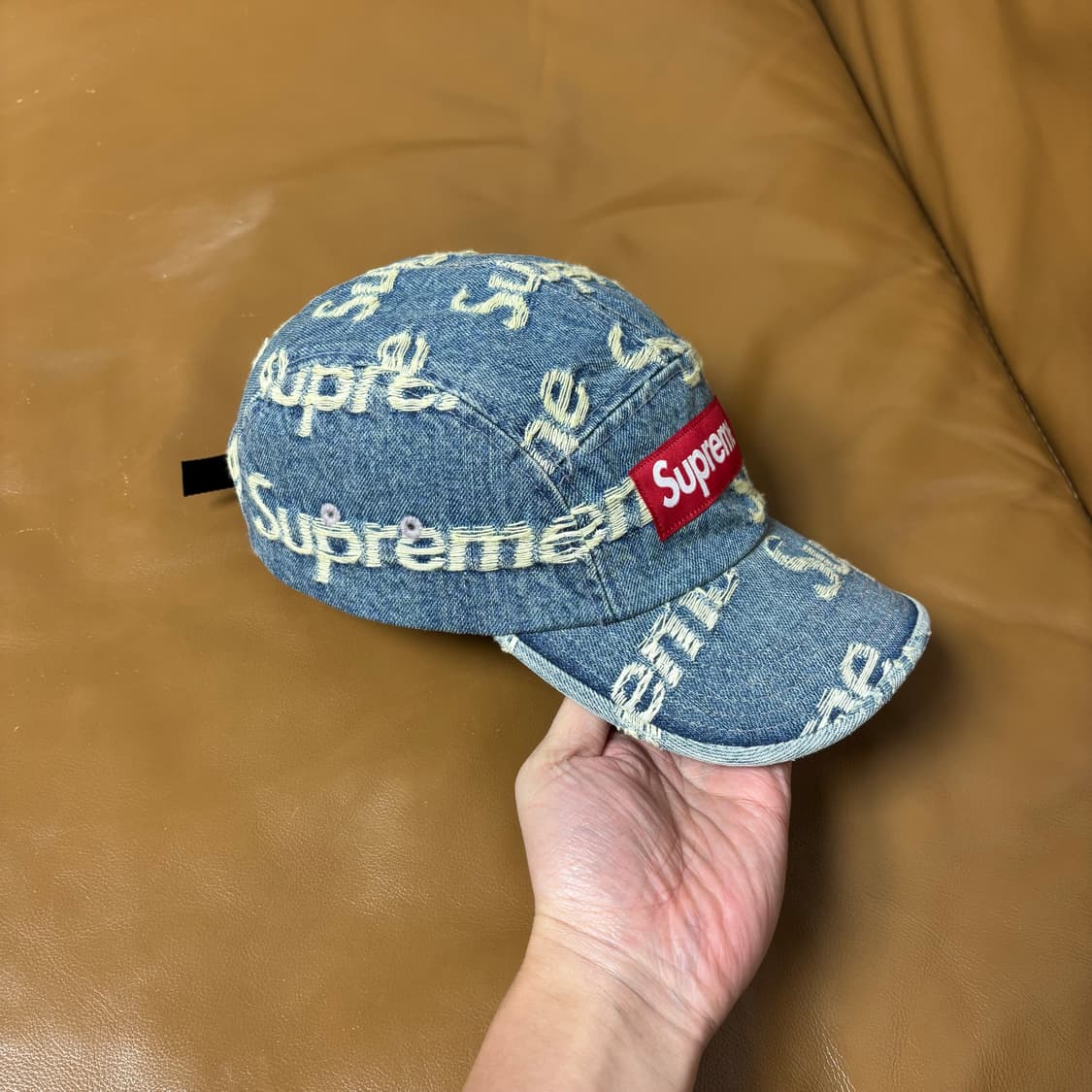 슈프림 캠프캡 모자 박스로고 21SS 프레이드 데님 상품이미지3