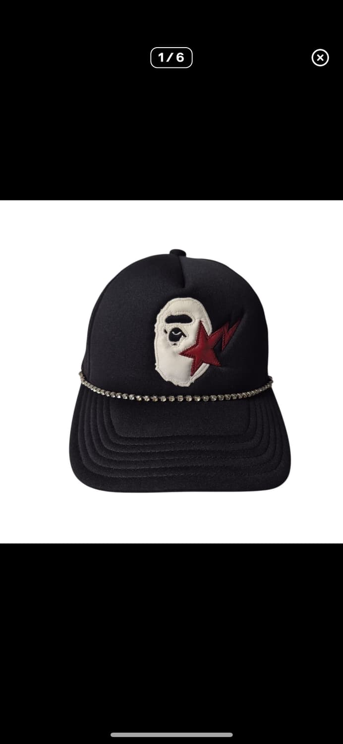 BAPE 베이프 OG스타 에이프 레더패치 메쉬캡 상품이미지1