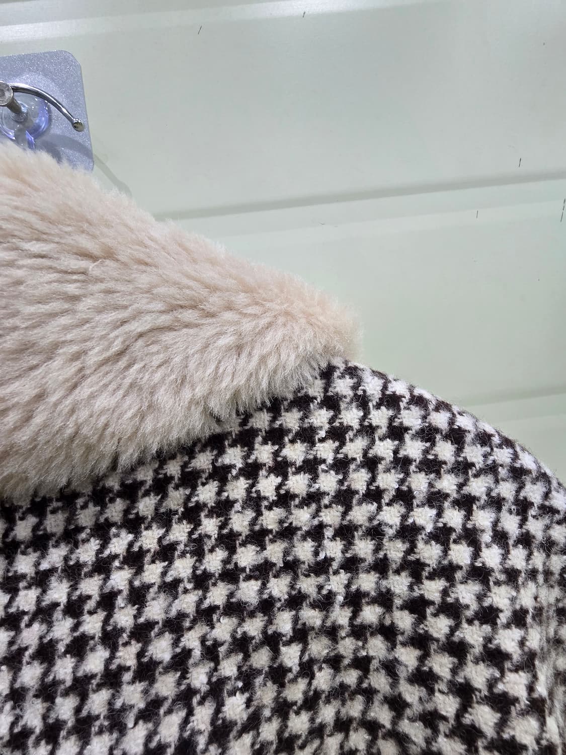 체크 퍼 배색 양모 자켓 S 상품이미지9