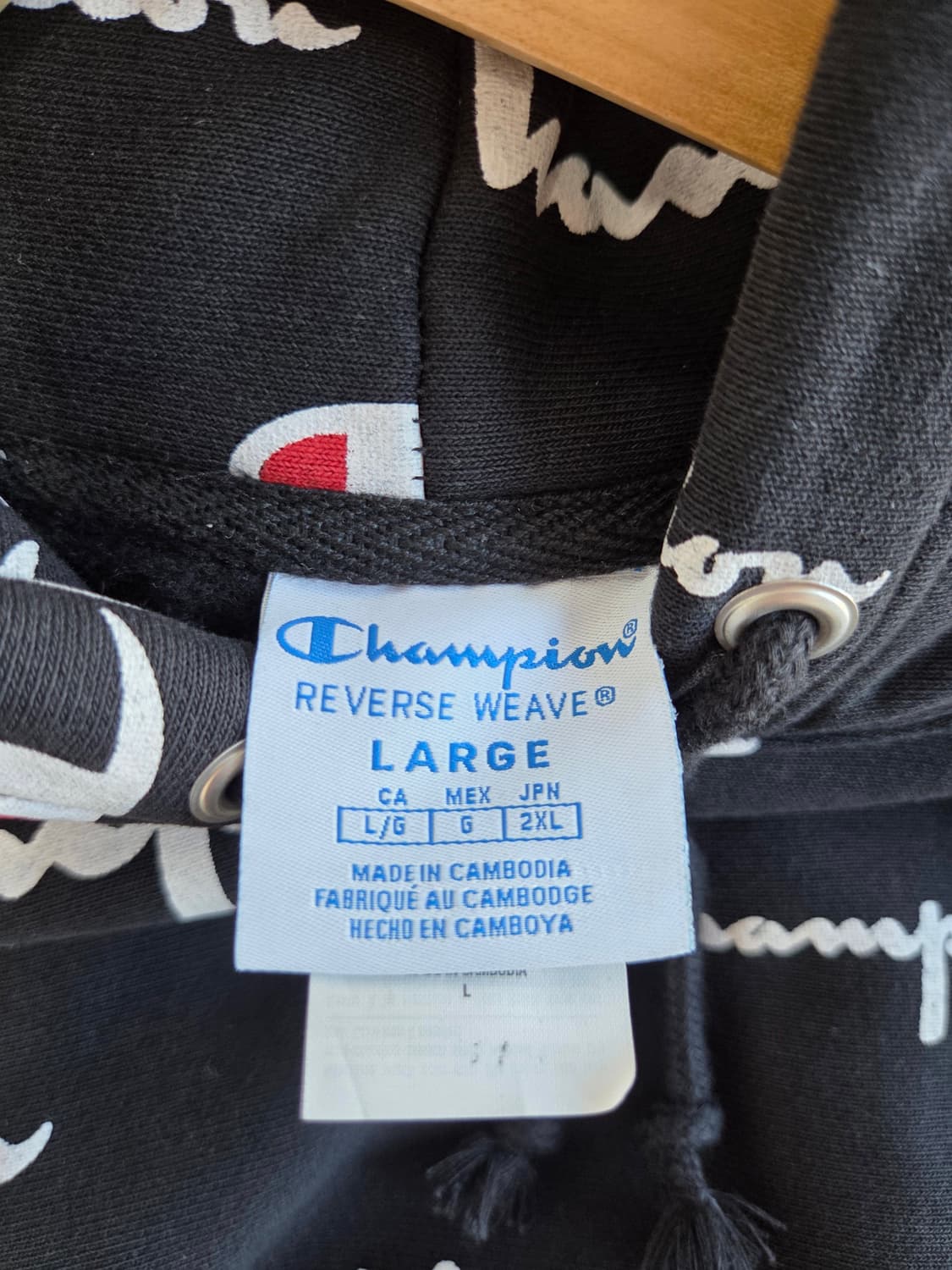 챔피언 리버스 위브 멀티로고 후드티 블랙 L 상품이미지3