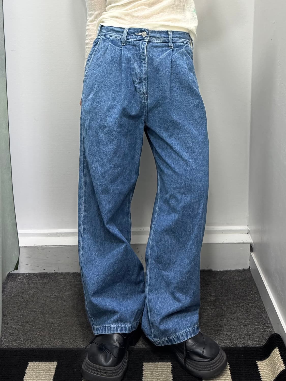 Jeans factory clothes 중청 핀턱 데님와이드팬츠 상품이미지1