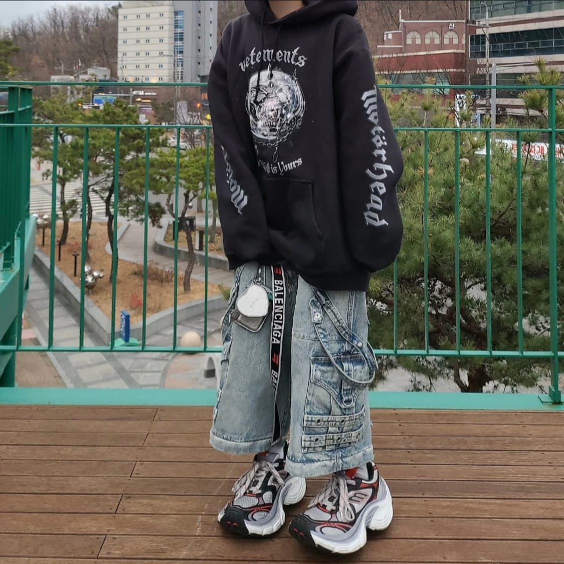 베트멍 모터 헤드 프린팅 후드 티셔츠 암 레터링 후디 긴팔 티 상품이미지2