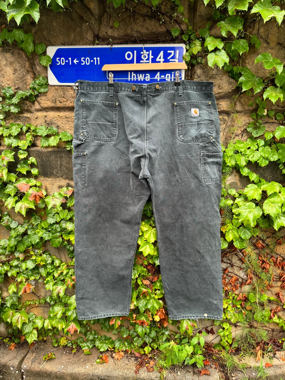 칼하트 b01 더블니 빈티지 하드 페이딩 카펜터 워크 팬츠 48/32 상품이미지2