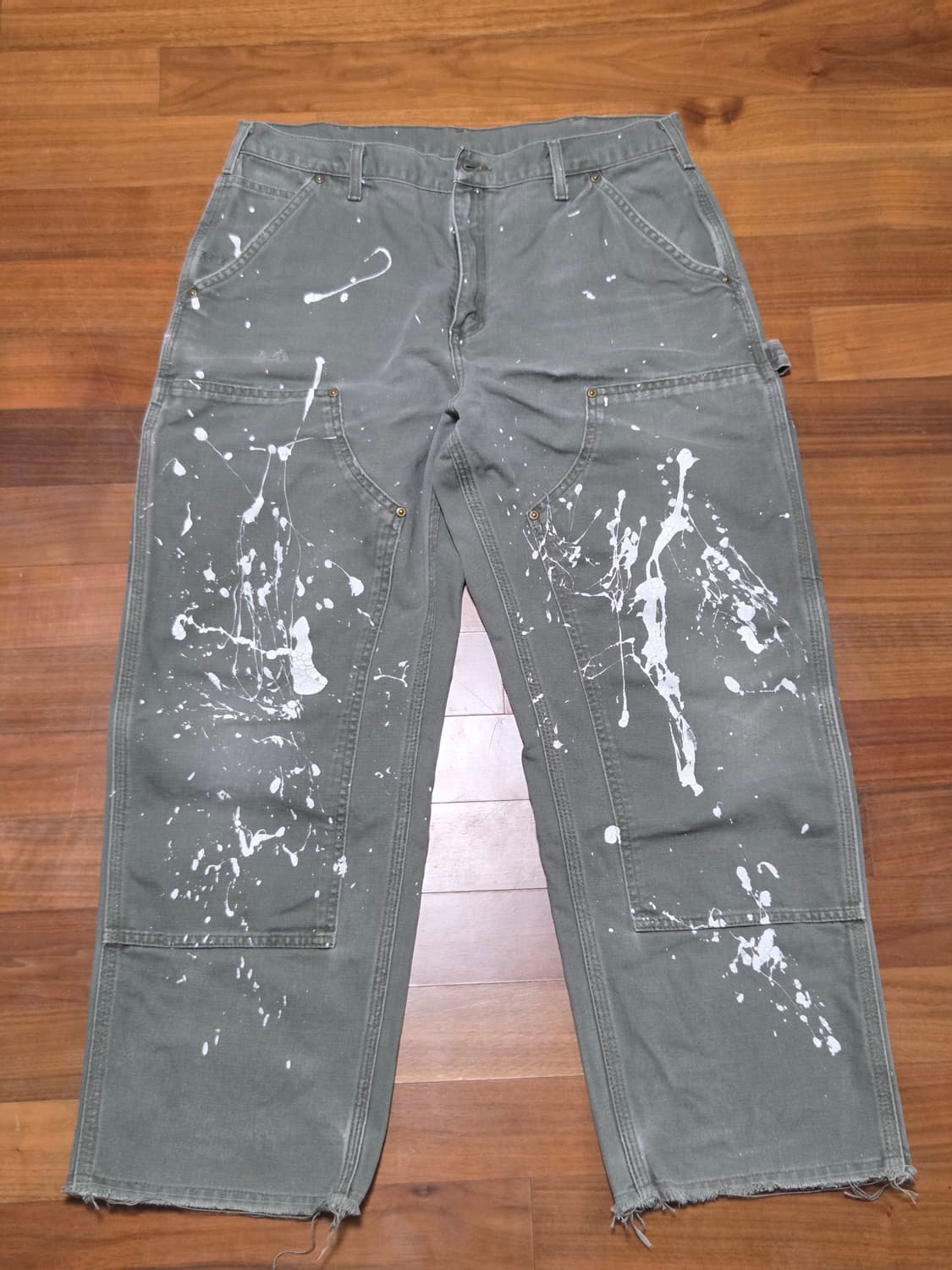 빈티지 페인팅 칼하트 B136 더블니 모스그린 34 x 30 상품이미지1