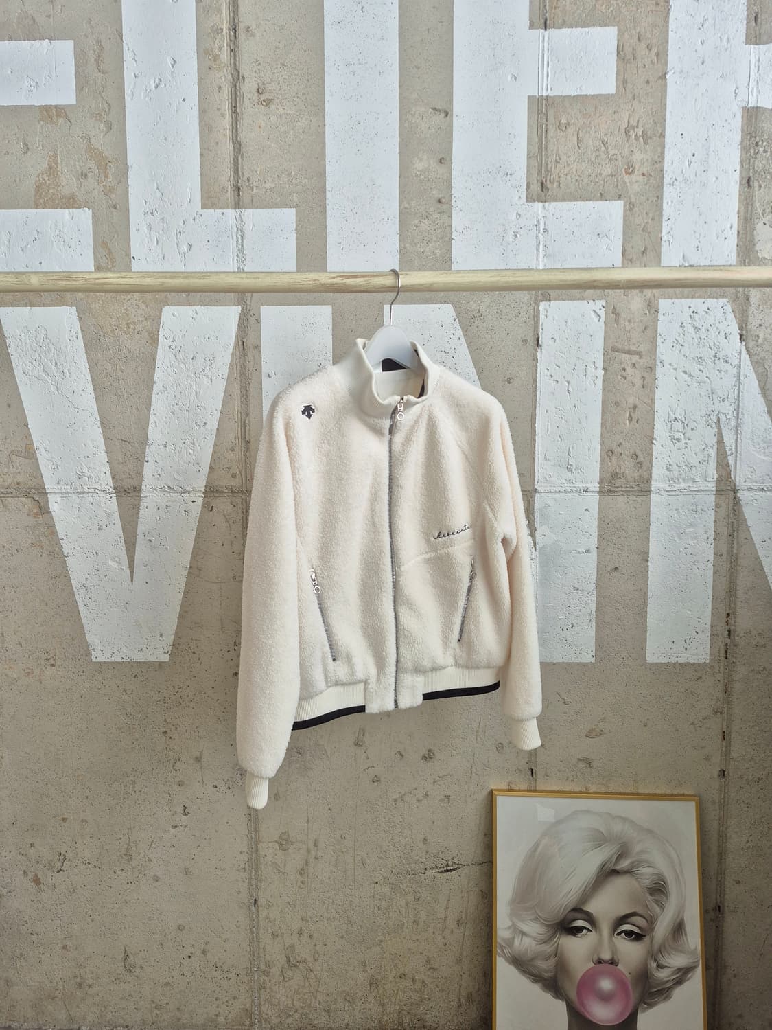 데상트 아이보리 뽀글이 플리스 자켓(S 상품이미지1