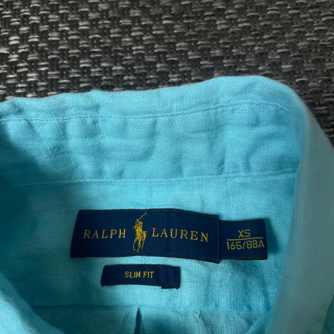 폴로 랄프로렌 아쿠아블루 슬림핏 린넨 긴팔 셔츠 XS 상품이미지4
