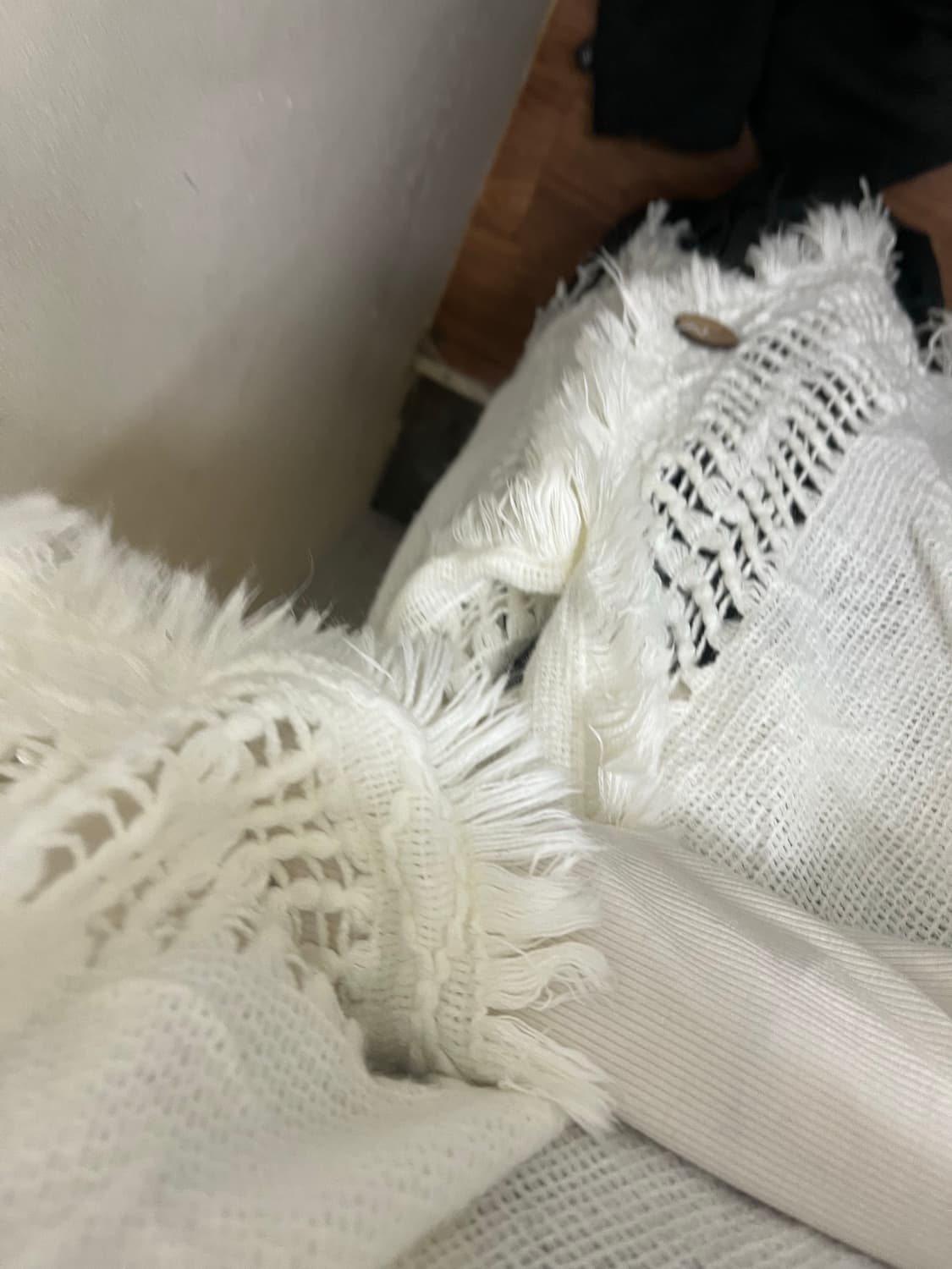 빈티지 모리걸 화이트 니트 케이프 상품이미지2