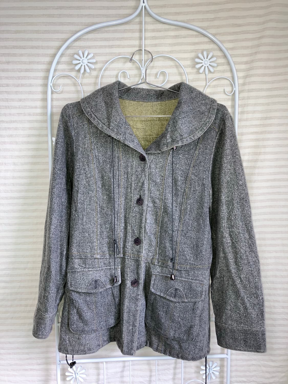 jpn vintage 차콜 스트링 자켓 y2k 스트릿 갸루 펑키 상품이미지1