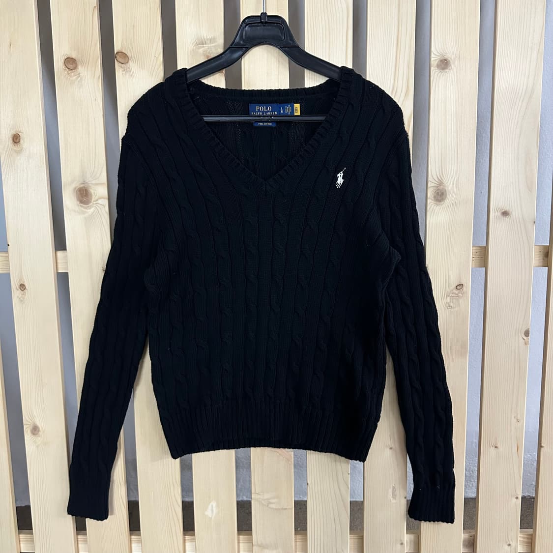 (S) 폴로 랄프로렌 블랙 케이블 브이넥 니트 상품이미지1