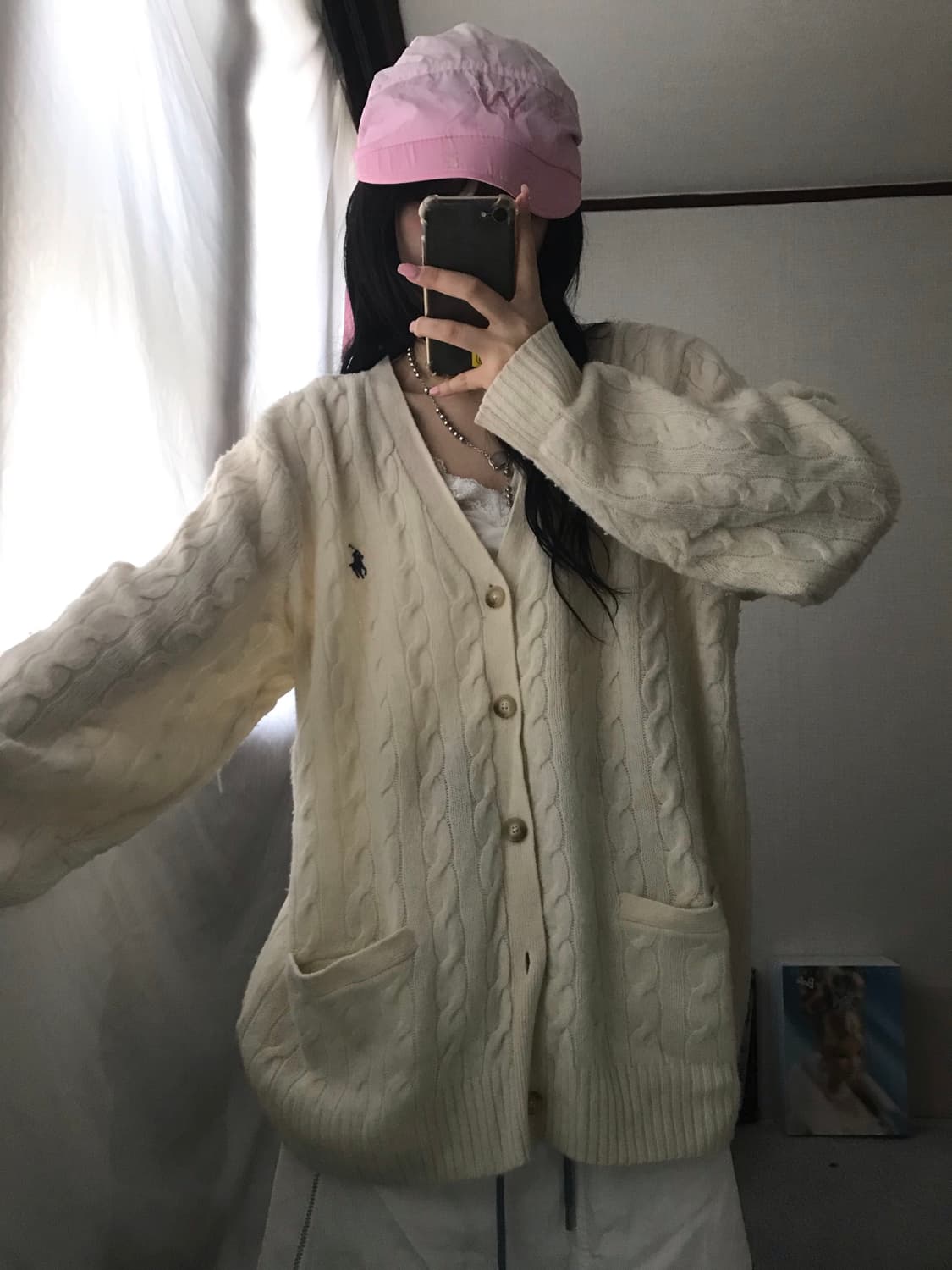 폴로 아이보리 케이블 가디건 상품이미지5
