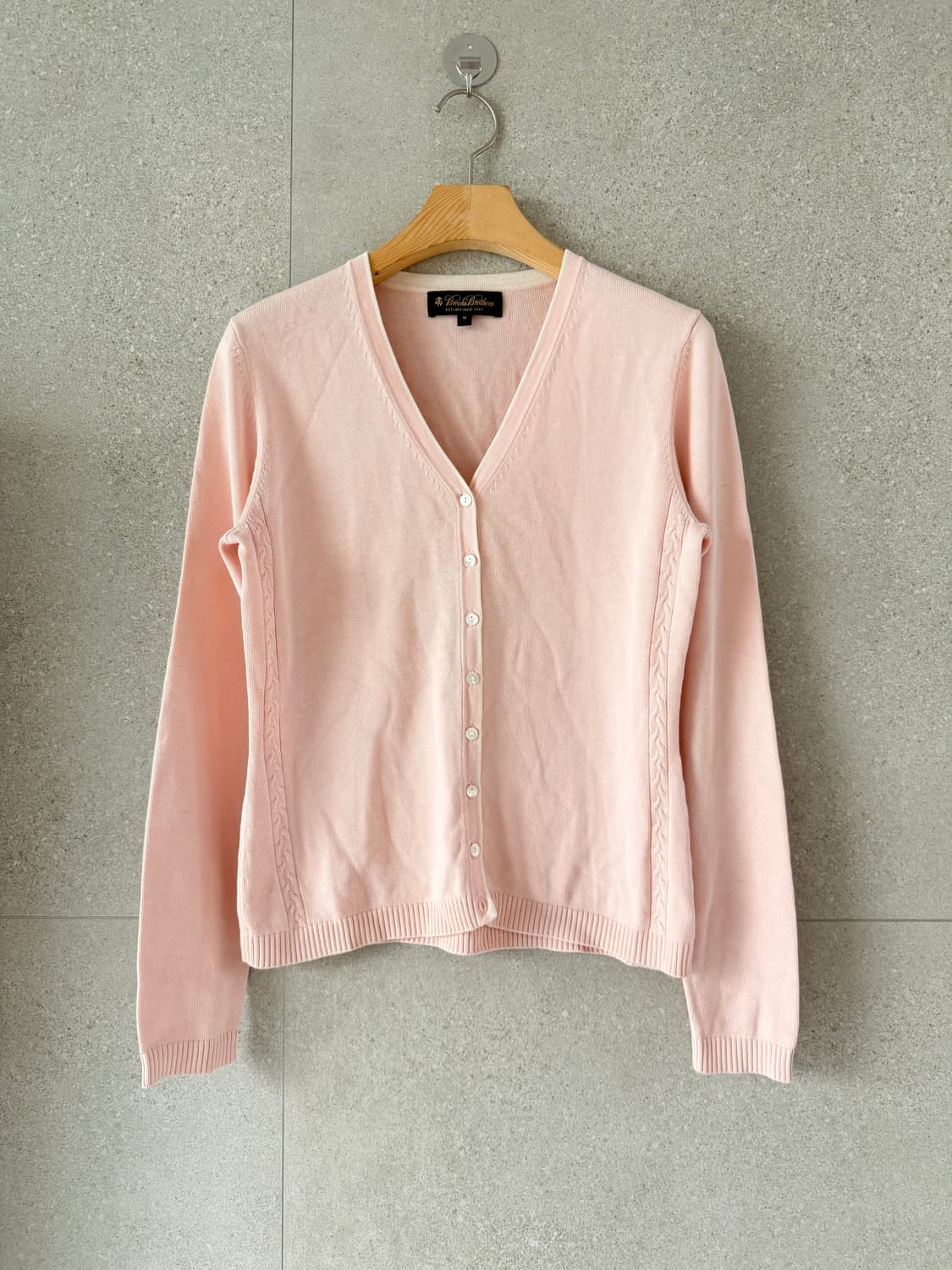 브룩스브라더 실크 핑크 브이넥 가디건 상품이미지1
