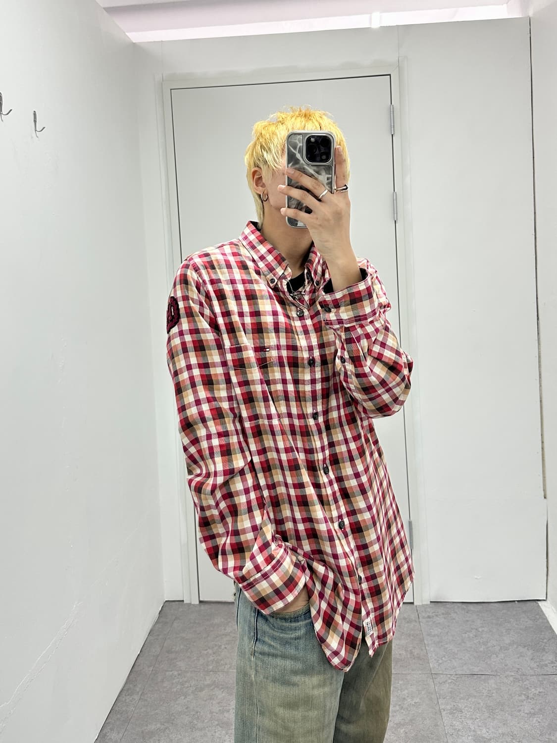 TOMMY HILFIGER red check patch shirts 상품이미지7