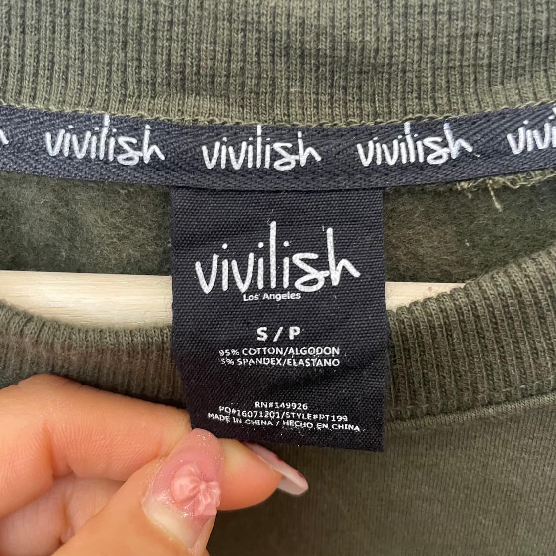 빈티지 카키 프린팅 기모 맨투맨 상품이미지5