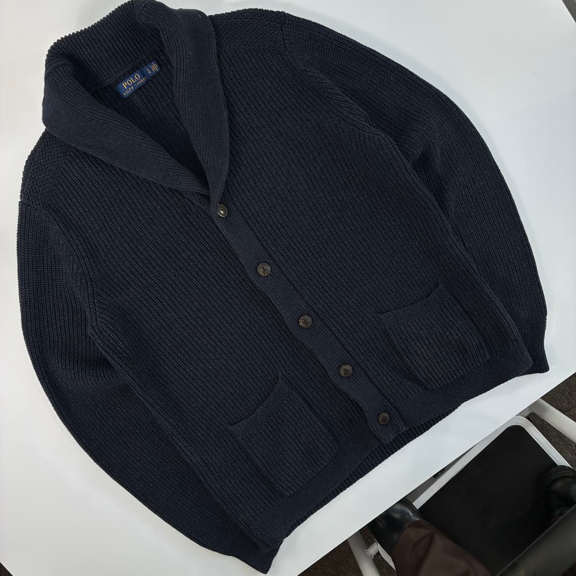 Polo  폴로 랄프로렌 자수 코튼 네이비 숄카라 니트 가디건 상품이미지2