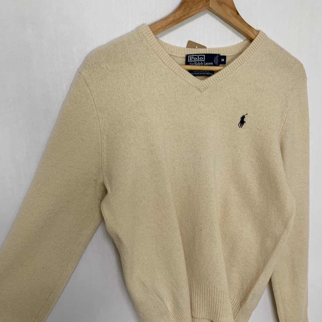 폴로랄프로렌 브이넥 램스울 니트 아이보리 M 남녀공용 상품이미지3