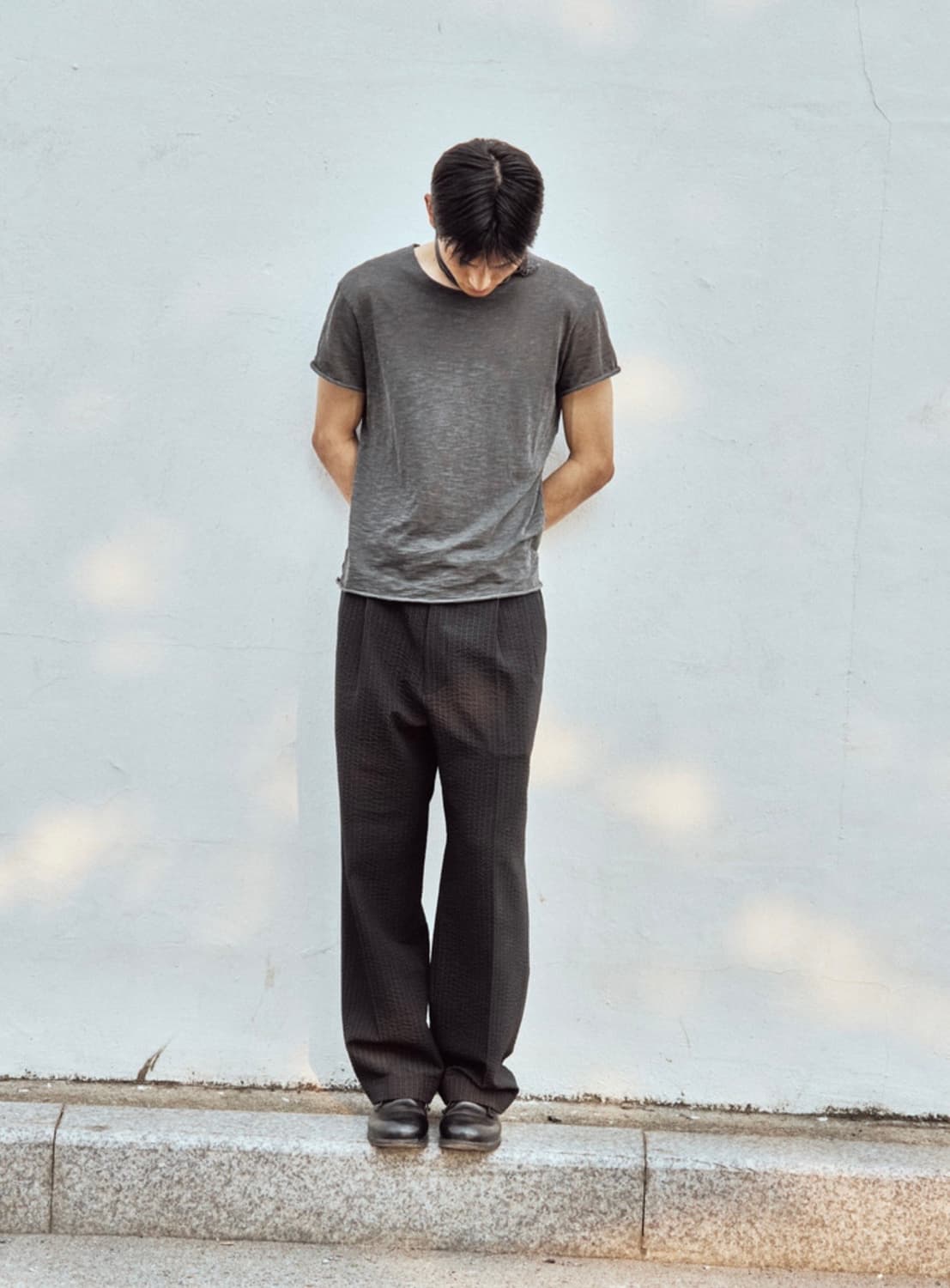모노프리베 Textured Roll Half Sleeve charcoal 상품이미지2