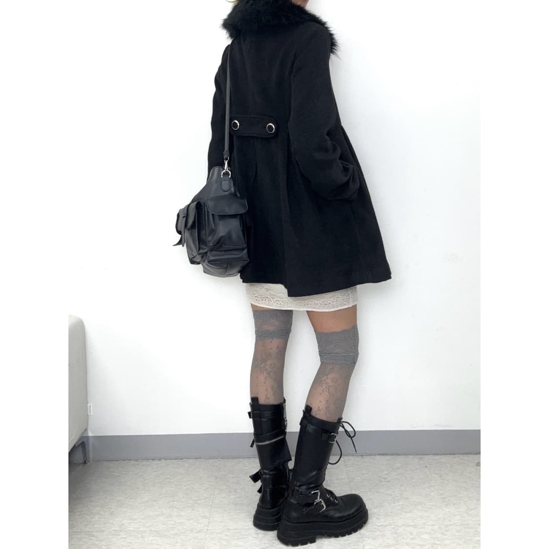 빈티지 블랙 더블 코트 상품이미지4