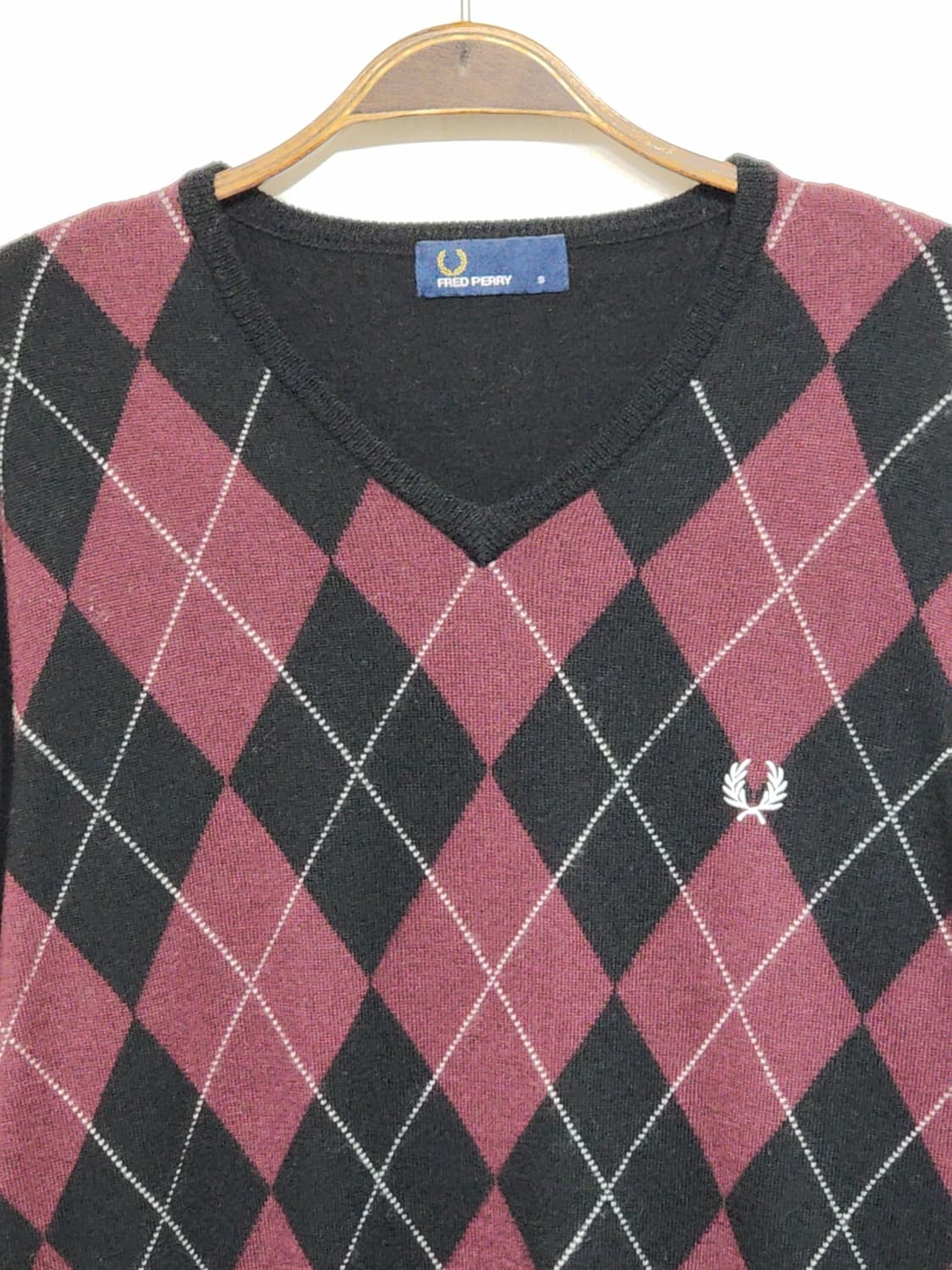 (M) 프레드페리 아가일 니트 브이넥 울스웨터  상품이미지2