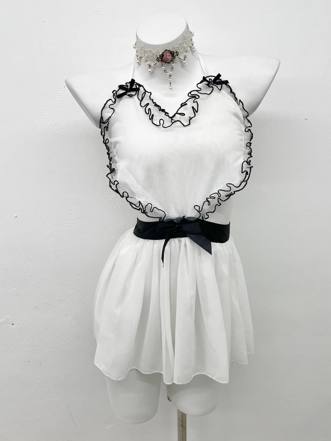 갸루 메이드 하트 레이스 슬립 상품이미지1