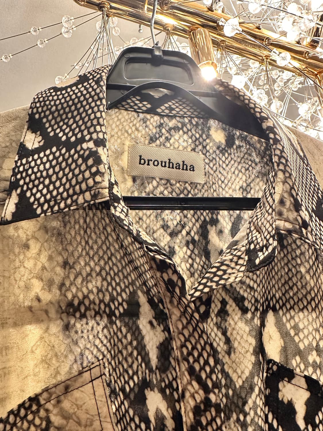 부루하하 brouhaha 뱀피 패턴 시스루 셔츠 상품이미지2