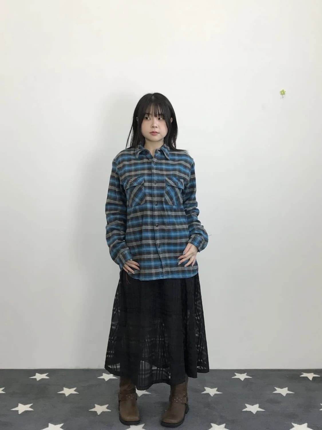 Sugar Cane Blue Check Flannel Shirt 상품이미지1