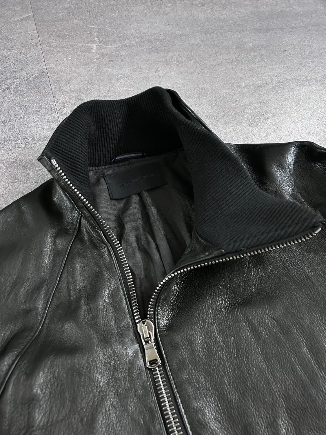 준 하시모토 사선 지퍼 램스킨 자켓 상품이미지3