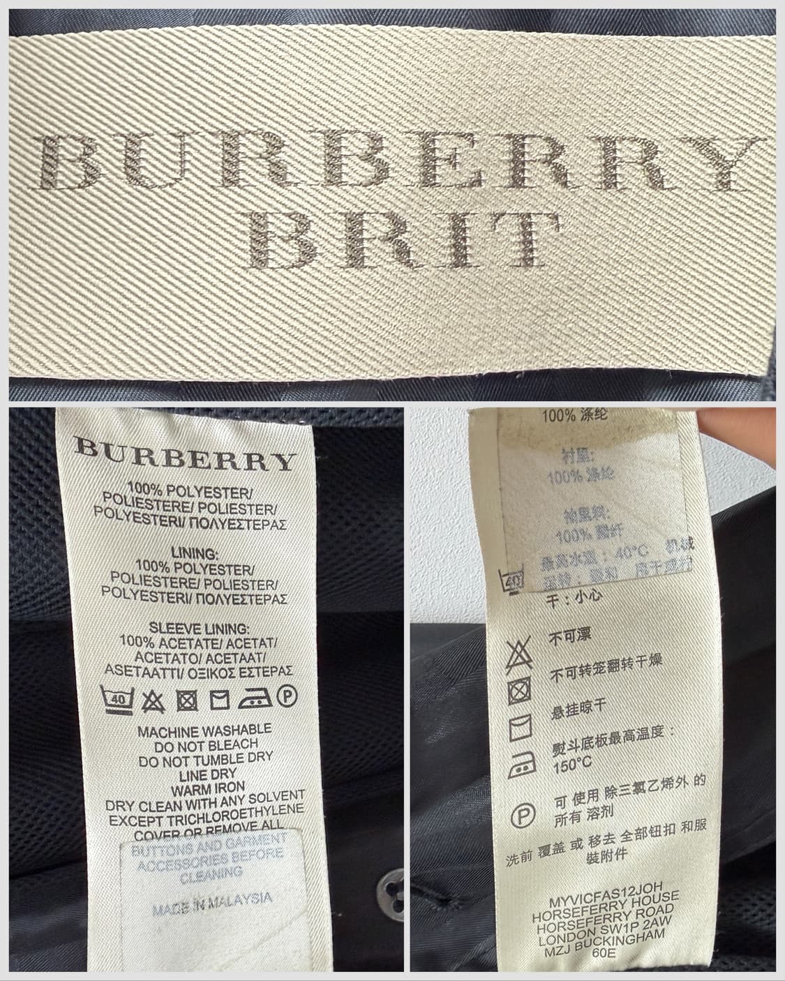 버버리 브릿 블랙 체크 폴리 트렌치코트 상품이미지5