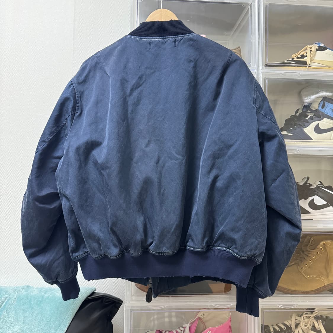 [3]아프레쎄 빈티지 실크 플라이트 자켓 / 네이비 (ma-1) 상품이미지2