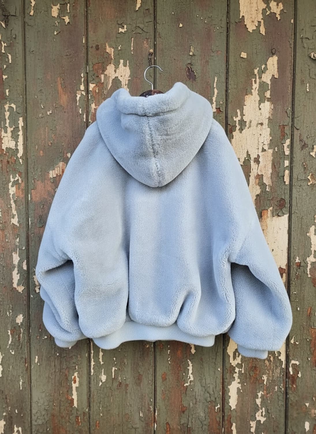 여성 퍼 후드집업 하늘색 오버핏 Free 상품이미지2