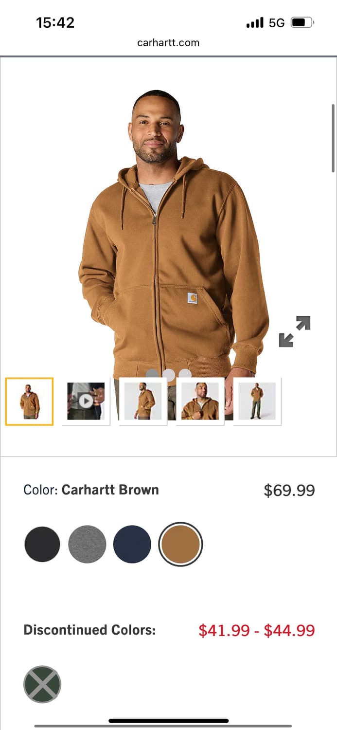 칼하트 멕시코 레인디펜더 써멀 후드집업(size s) 상품이미지5