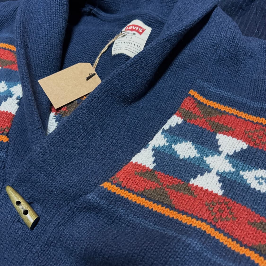 리바이스 노르딕 패턴 더플 숄카라 가디건 L 상품이미지4