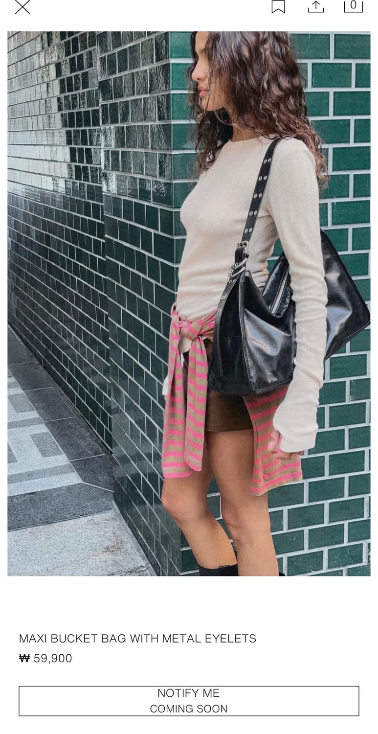 자라 메탈 아일렛 맥시 버킷백 블랙 상품이미지1