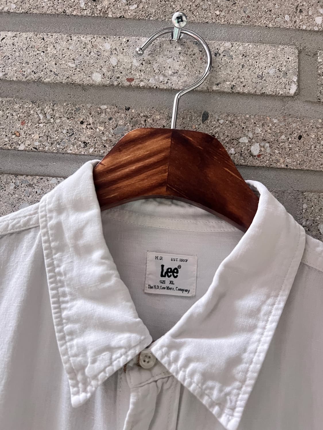 [XL]Lee 싱글포켓 화이트 코튼 린넨 셔츠 상품이미지3