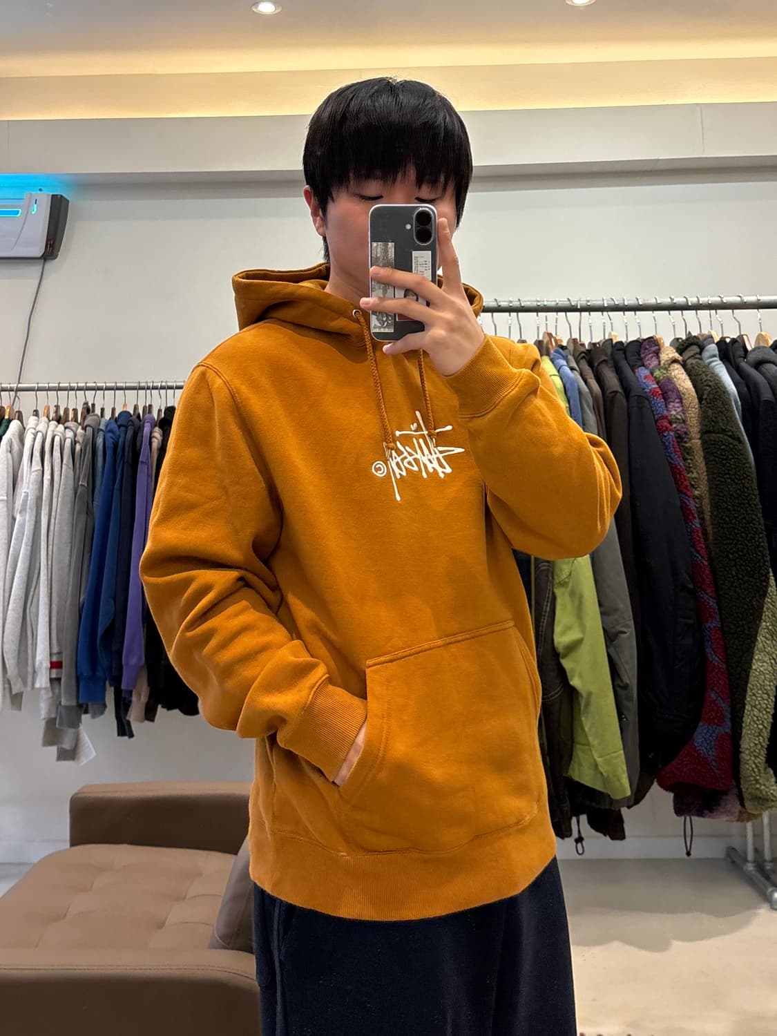 스투시 스탁 자수로고 후드 카라멜 상품이미지7