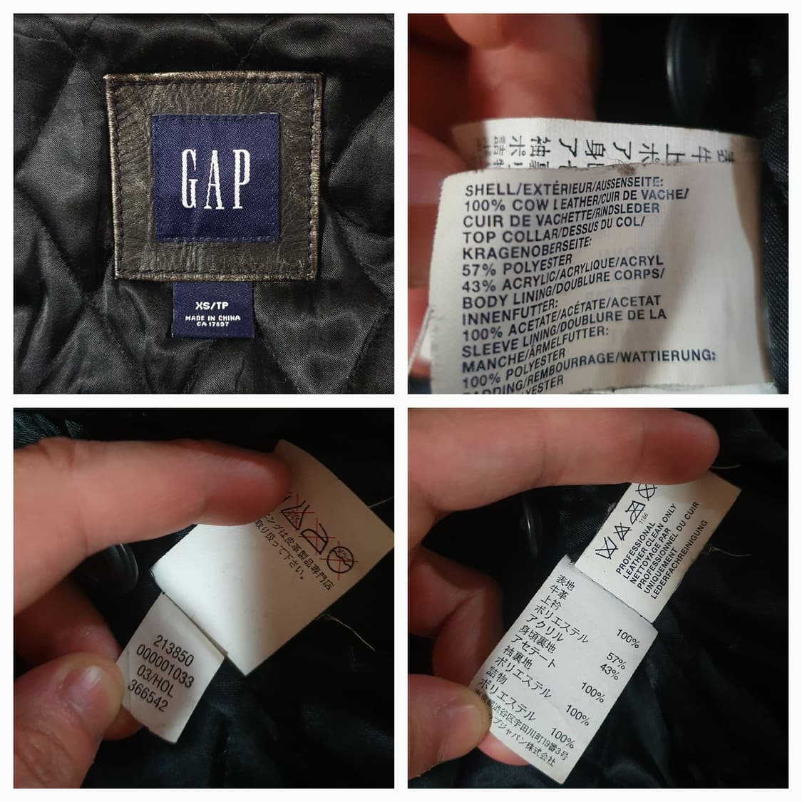 90s 올드 갭 카우 레더 자켓 xs 상품이미지8