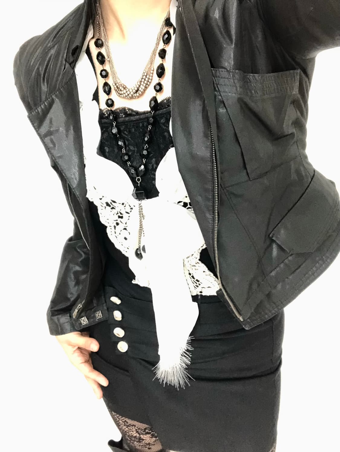 black asymmetric button mini skirt 상품이미지4