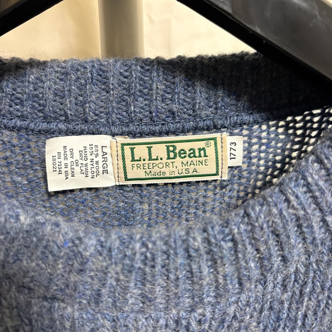 엘엘빈 Made in USA 울 라운드 니트 / 블루, L 상품이미지4