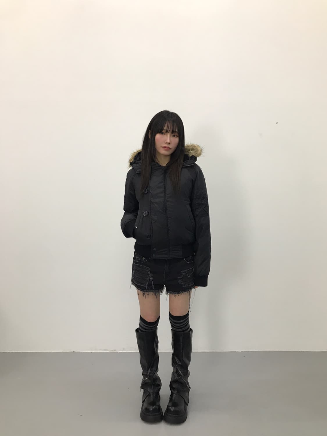 Polo Jeans Black Fur N-2B Bomber Jacket 상품이미지1