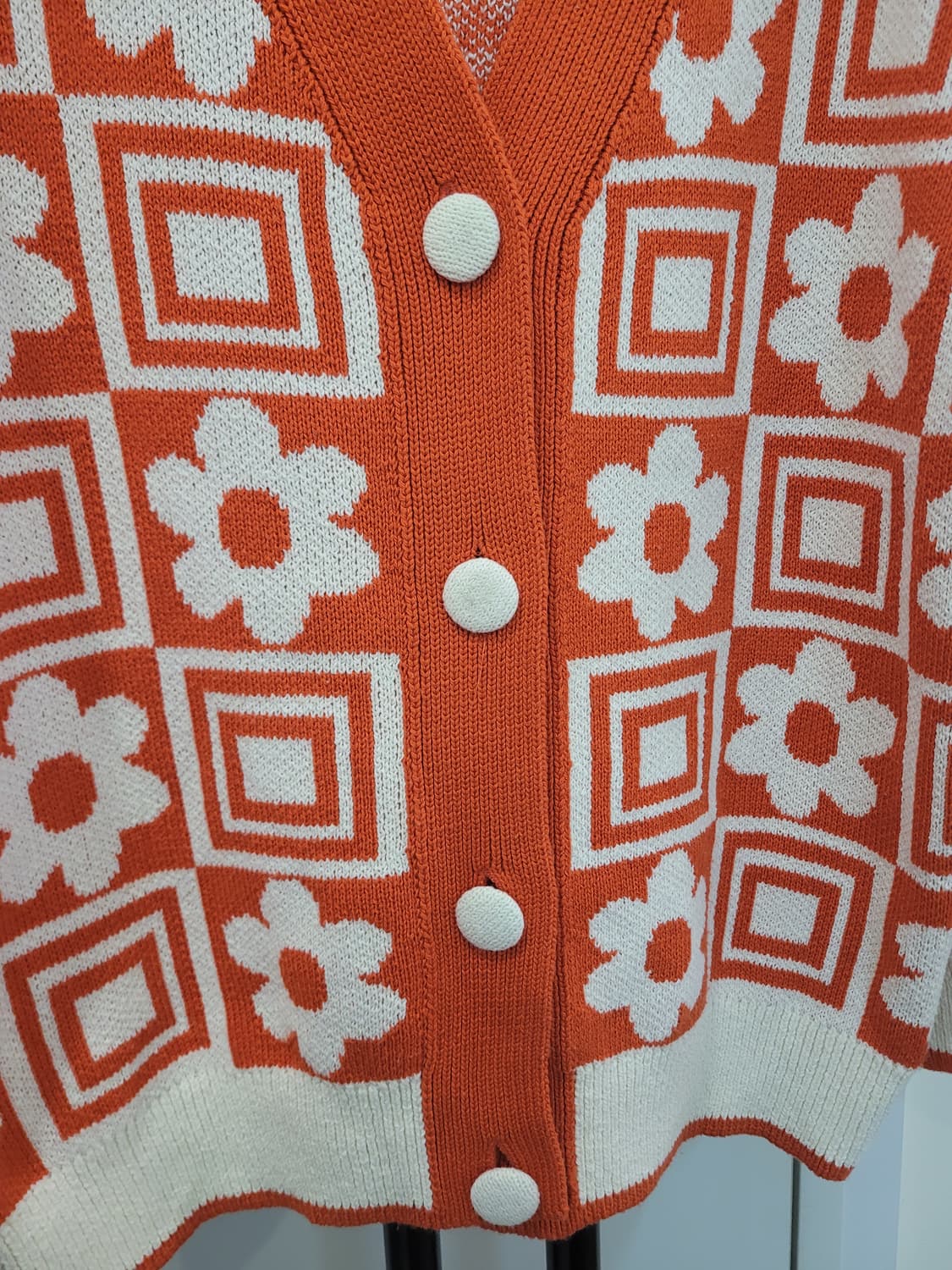 자라 플라워 패턴 오렌지 니트 가디건 S사이즈 55~77 상품이미지5