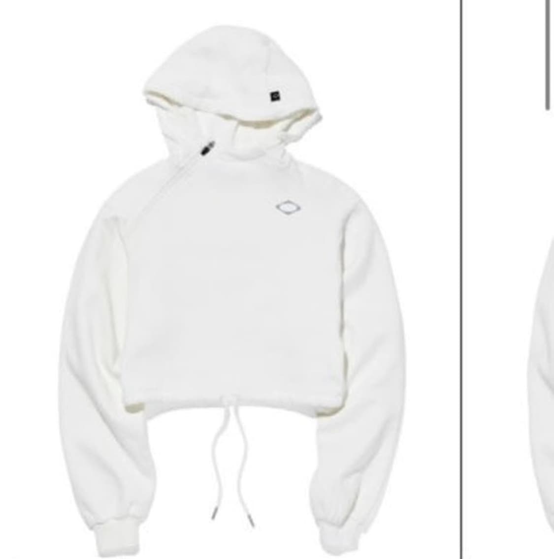 미스치프 사이드 집업 크롭 후드 화이트 상품이미지1