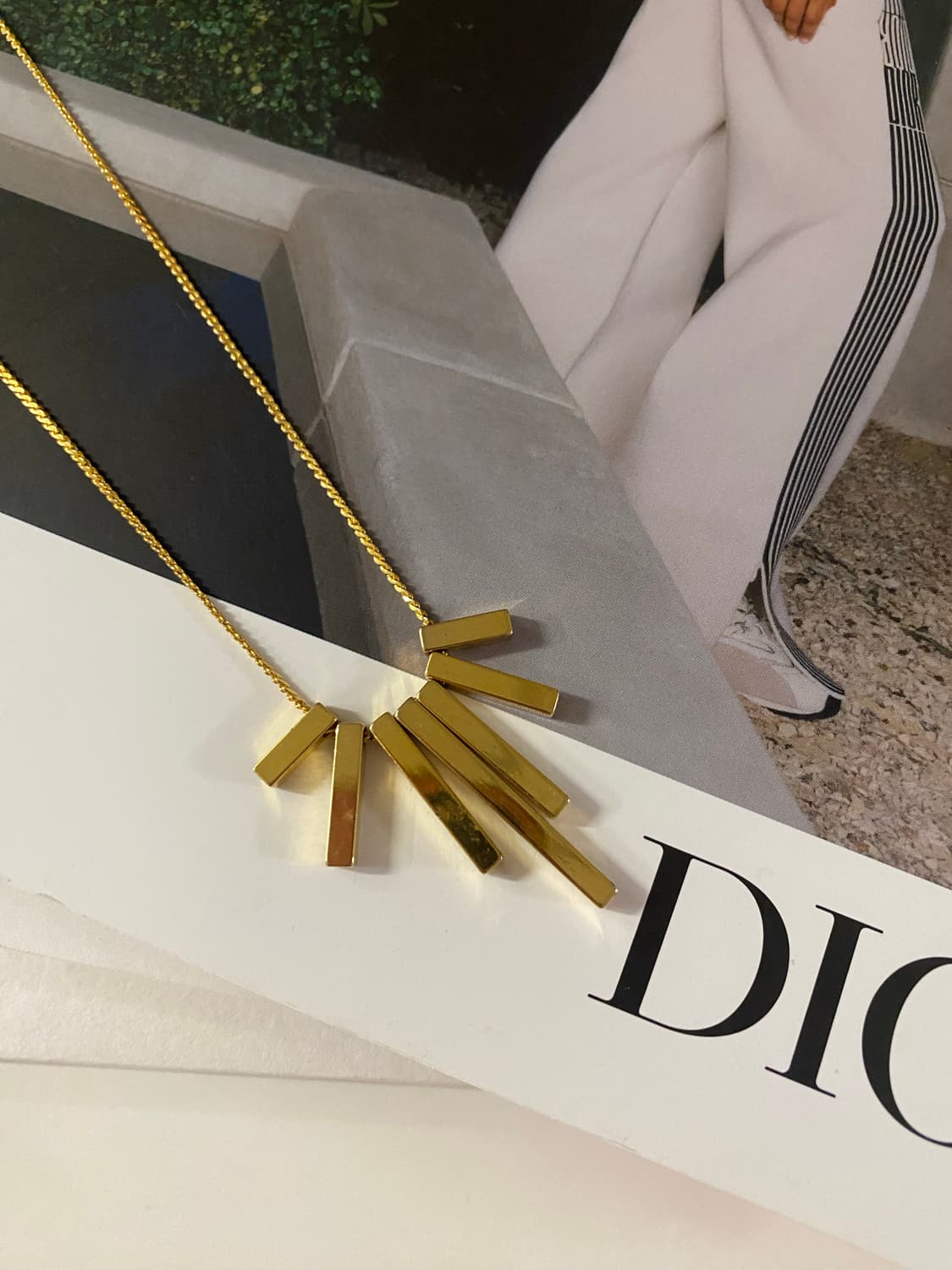 골드톤 바 목걸이 빈티지 수입 상품이미지6