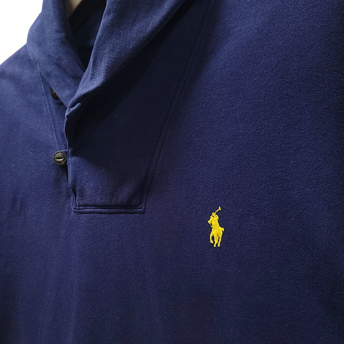 [2XL] 폴로 블루 숄카라 투버튼 스웻셔츠 상품이미지5