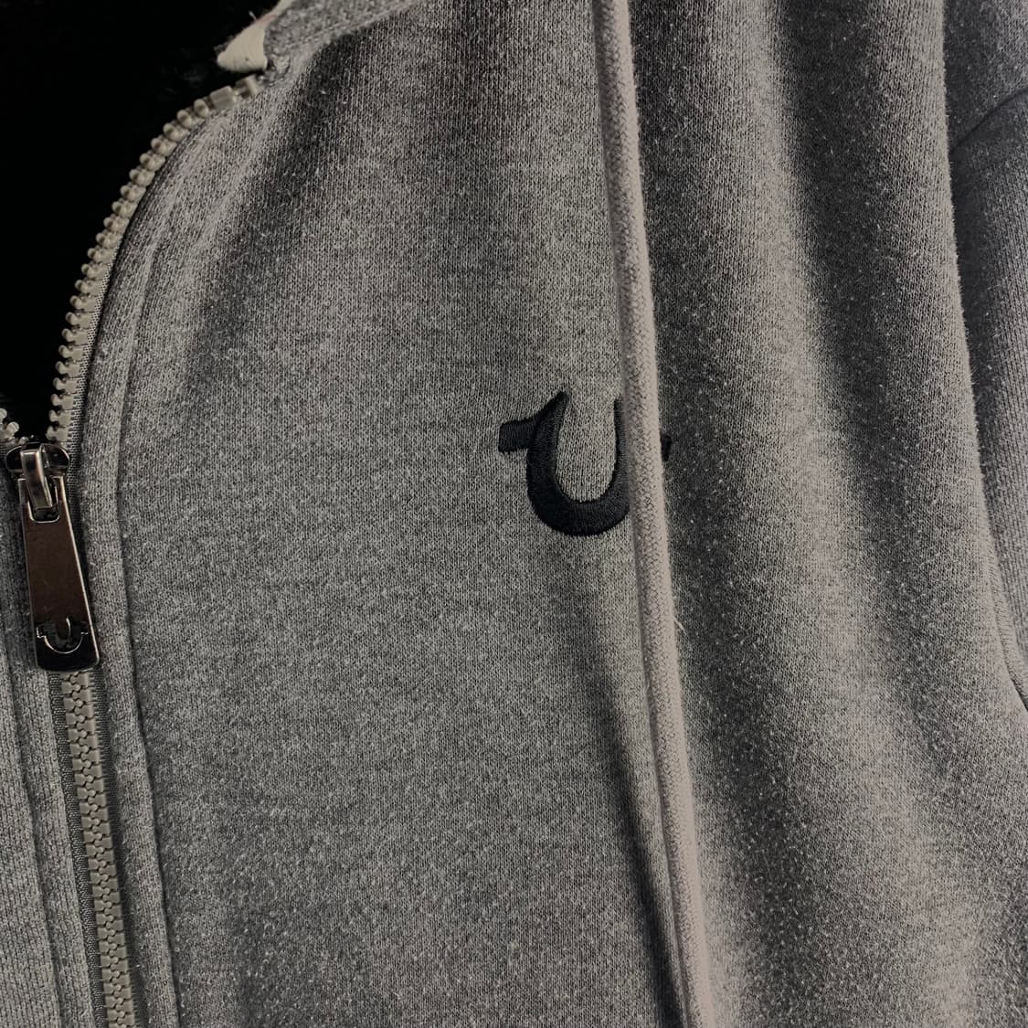 트루릴리전 자수로고 그레이 후드집업 상품이미지4