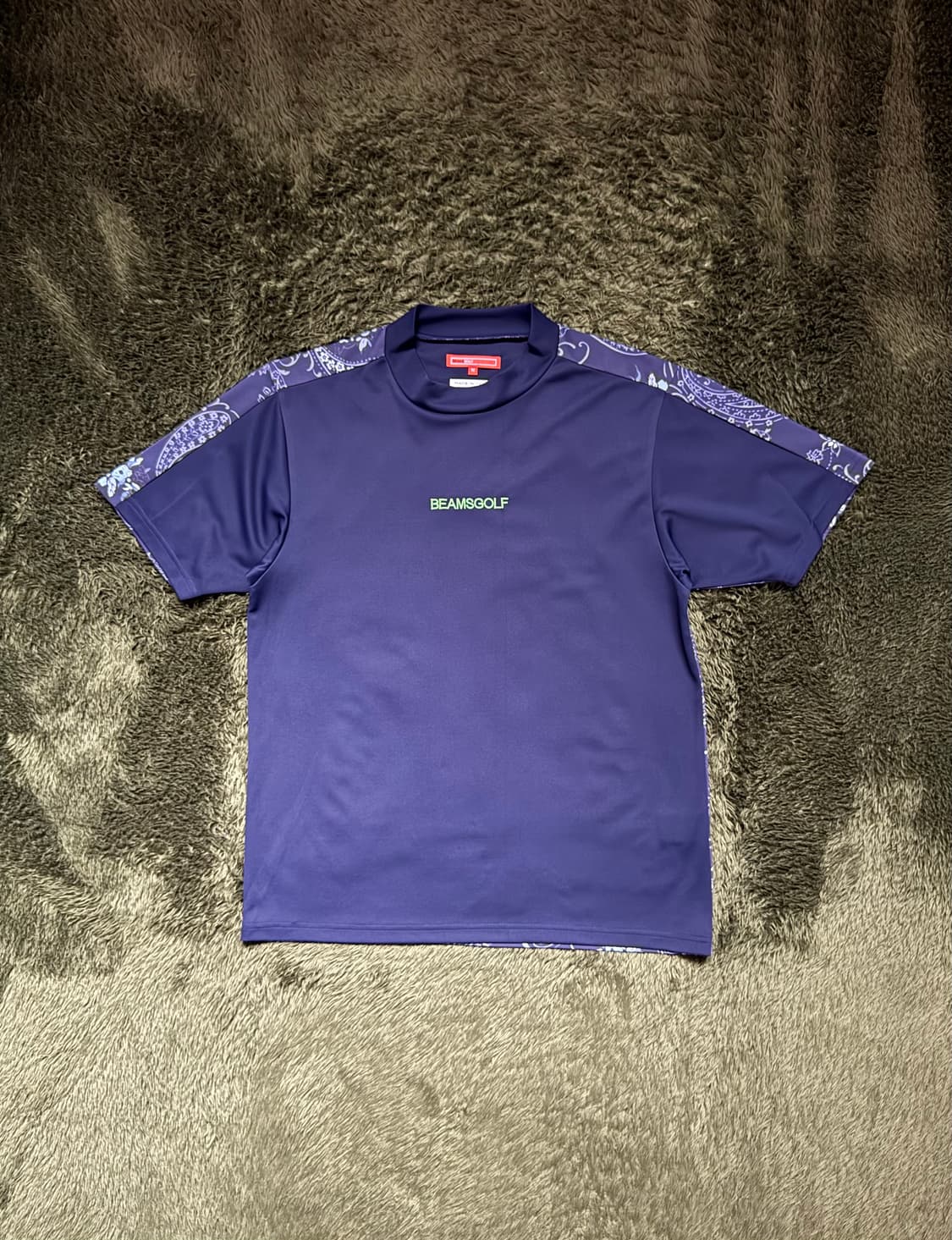 [M] BEAMS GOLF 빔즈 골프 페이즐리 모크넥 티셔츠 상품이미지1