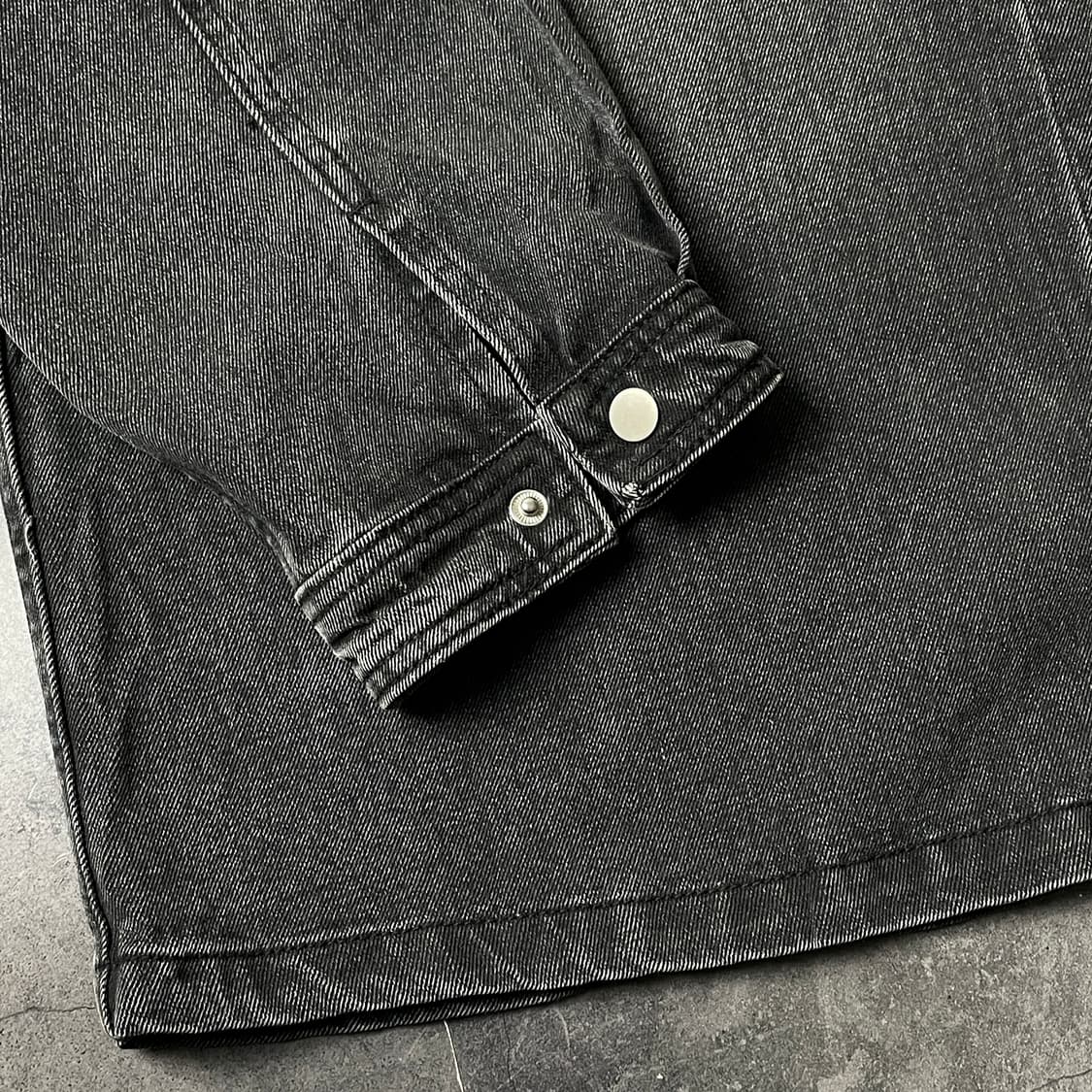 LUVAMIA 빈티지 블랙차콜 스냅버튼 코튼 셔츠 A00516 상품이미지5
