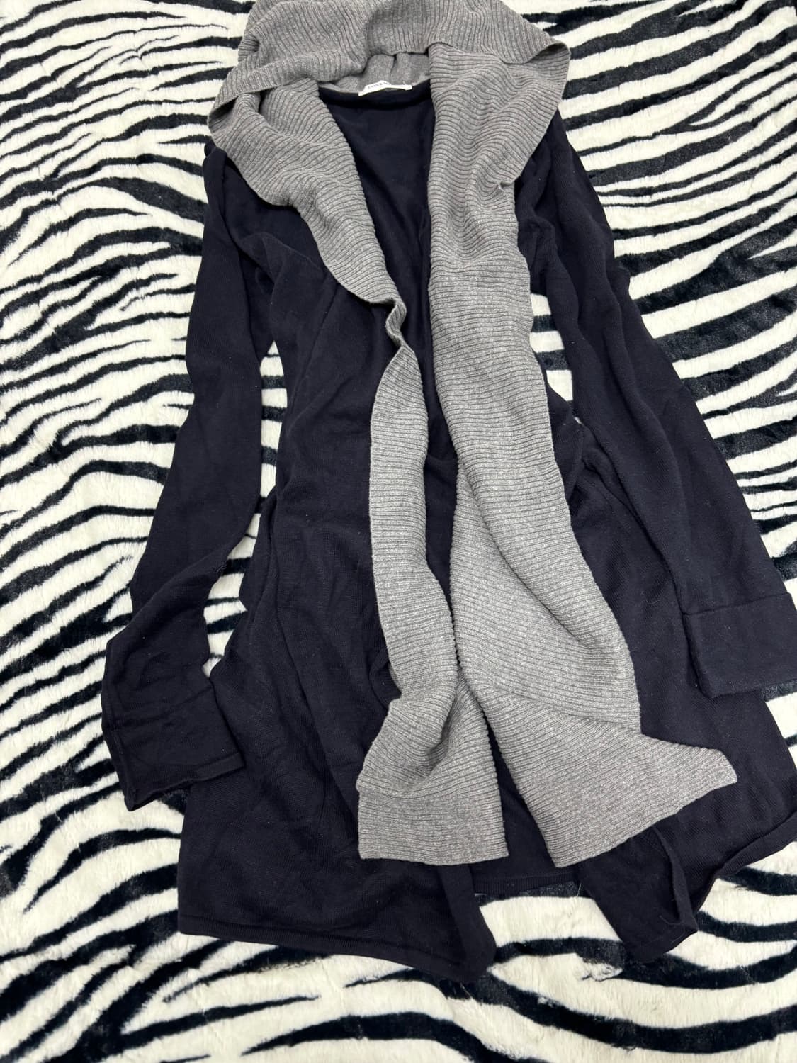 Grey Hoodie Cardigan Layered Navy Cardig 상품이미지7