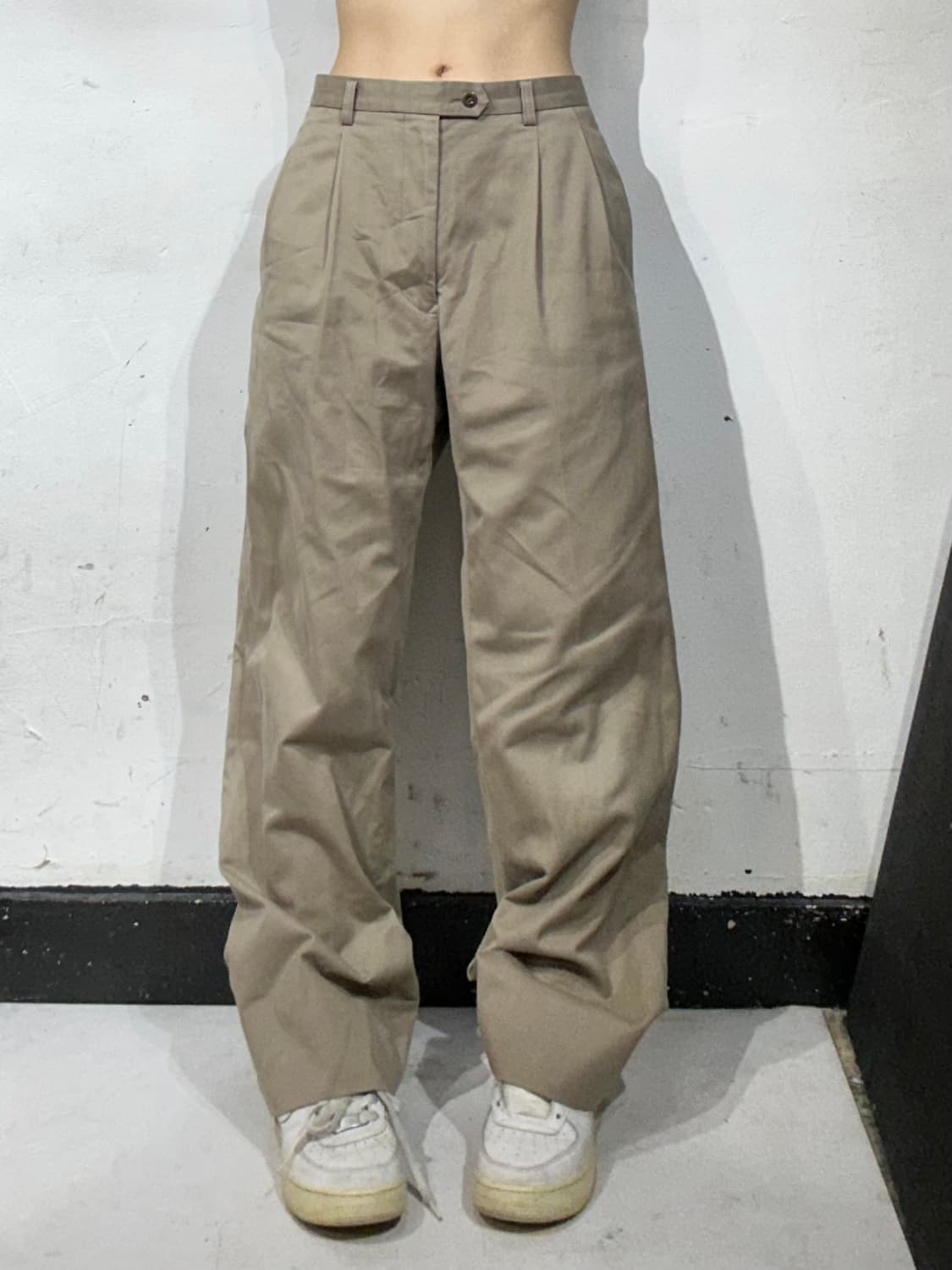 빈티지 와이드 베이지 치노 팬츠 슬랙스 핀턱 바지  상품이미지2