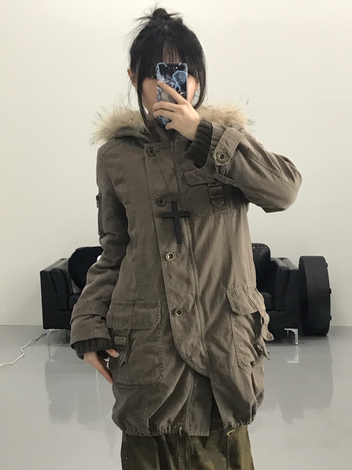La Cream Khaki Military jacket 상품이미지1